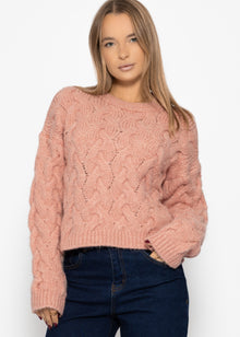 Zopfmusterpullover - rosa