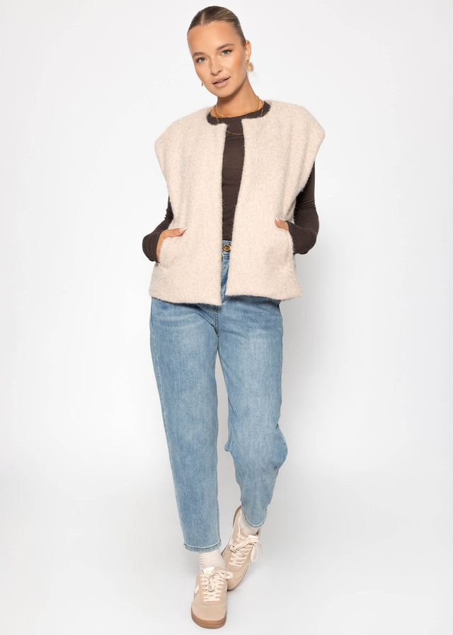 Small vest with wool structure - beige