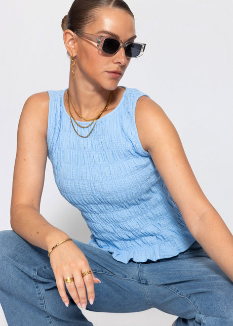 Ärmelloses Smok-Top - hellblau von SASSYCLASSY