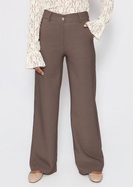 Anzughose mit geradem Bein - taupe