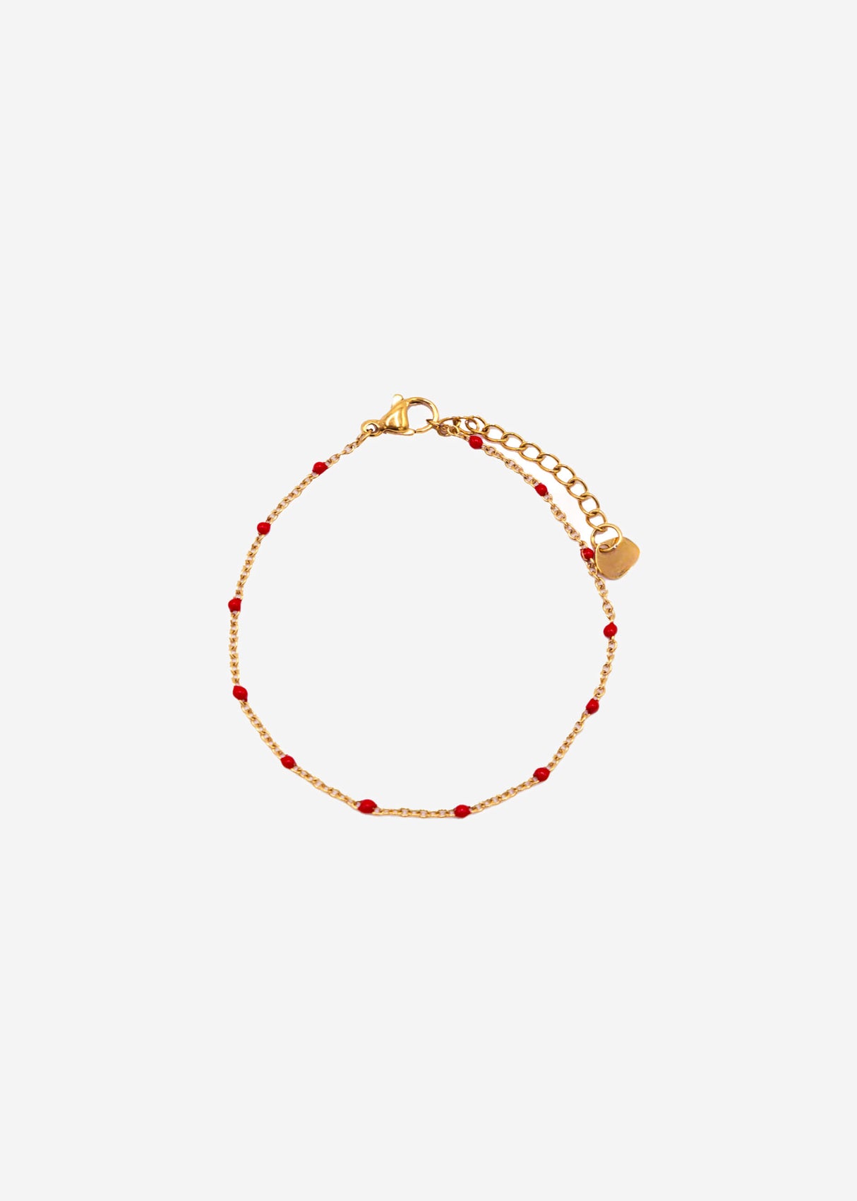 Armband mit roten Perlen - gold