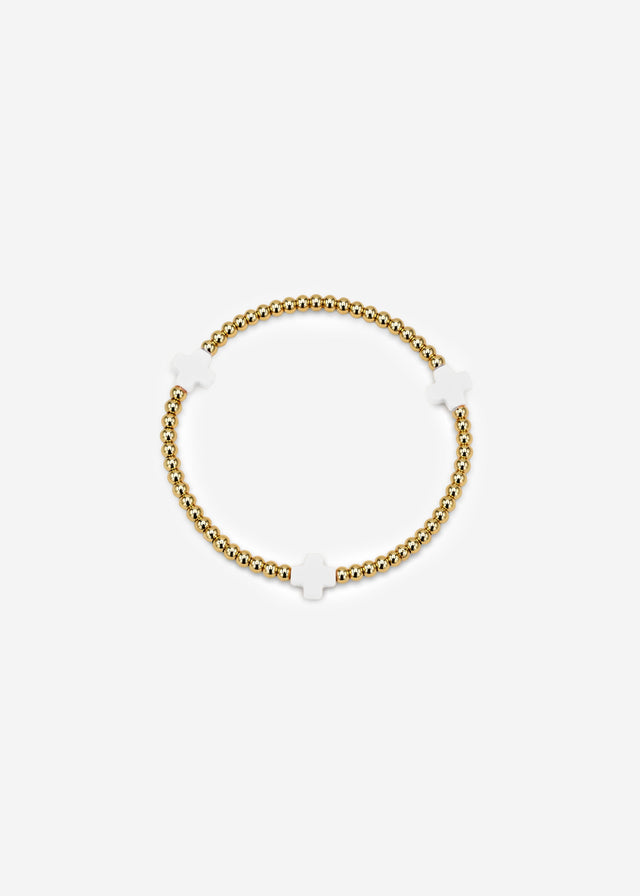 Bracelet with white stones - gold