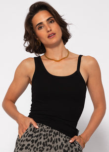 Asymmetric tank top - black