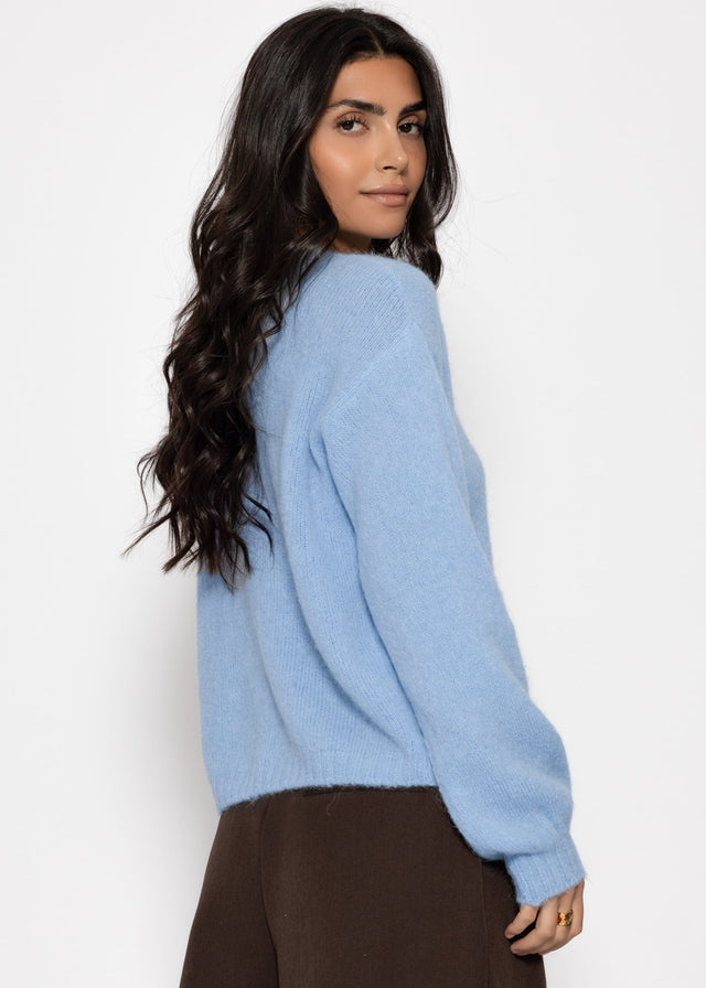 Strickjacke aus Alpaka-Mix - eisblau
