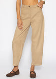 Barrel-Leg Hose in Wildlederoptik - beige