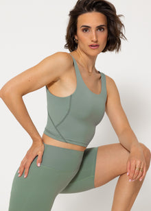 Crop Sport-BH mit Kreuz Rücken - khaki
