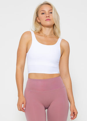 Crop Sport-BH mit Kreuz Rücken - weiß