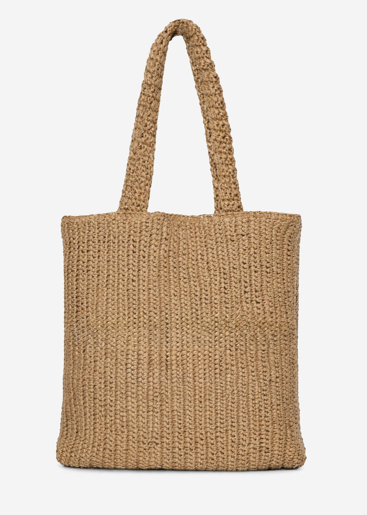 Raffia shopper with logo - beige