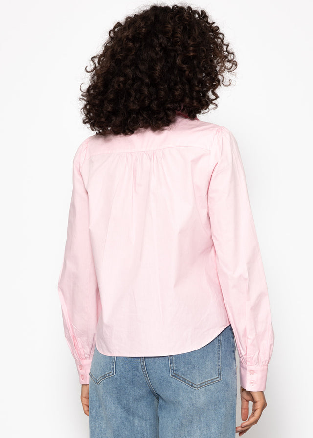 Baumwoll Bluse mit Rüschen - rosa
