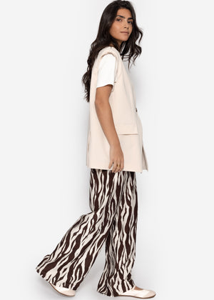 Oversize Blazerweste mit V-Ausschnitt - beige