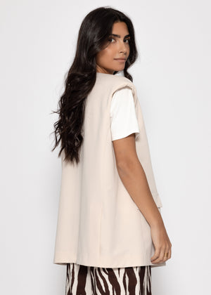Oversize Blazerweste mit V-Ausschnitt - beige