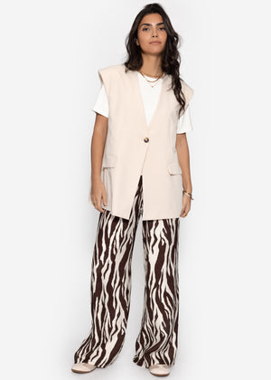 Oversize Blazerweste mit V-Ausschnitt - beige