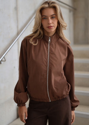 Blousonjacke mit elastischem Bund - braun