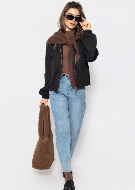 Blousonjacke mit elastischem Bund - schwarz