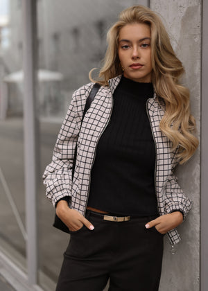 Blousonjacke mit Karomuster - greige