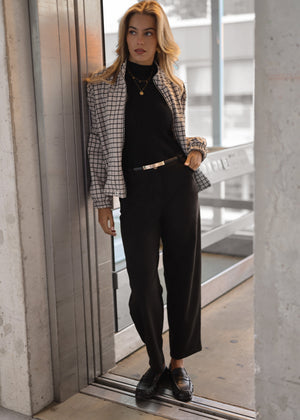 Blousonjacke mit Karomuster - greige