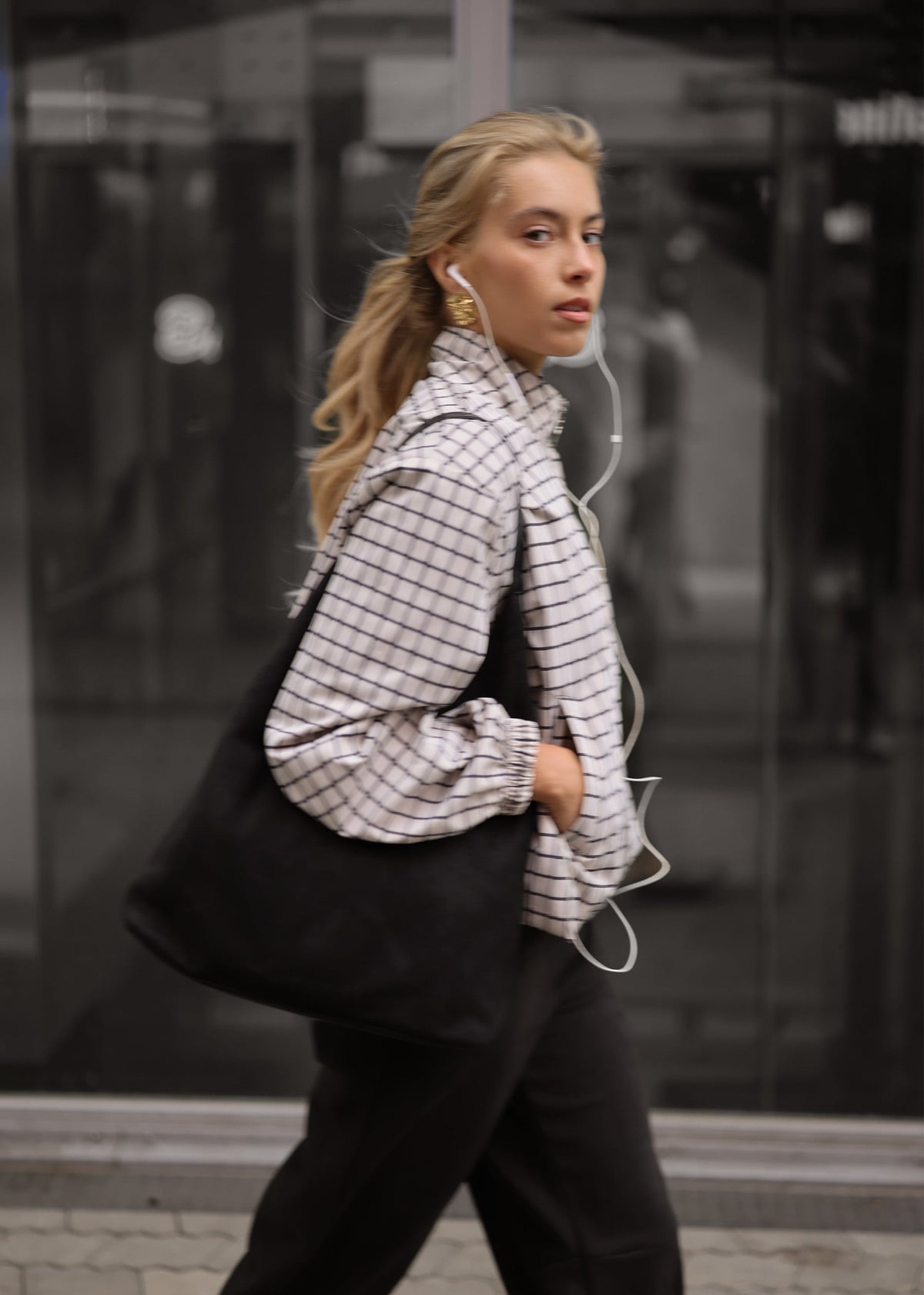 Blousonjacke mit Karomuster - greige