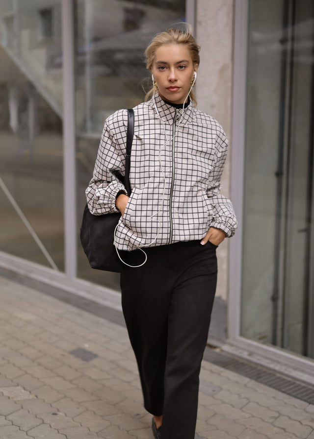 Blousonjacke mit Karomuster - greige
