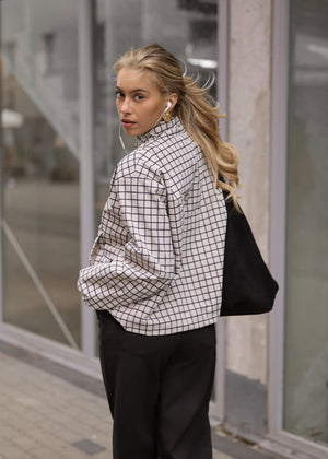 Blousonjacke mit Karomuster - greige