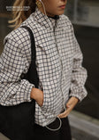 Blousonjacke mit Karomuster - greige