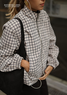 Blousonjacke mit Karomuster - greige
