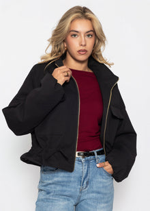 Blousonjacke mit Stehkragen - schwarz