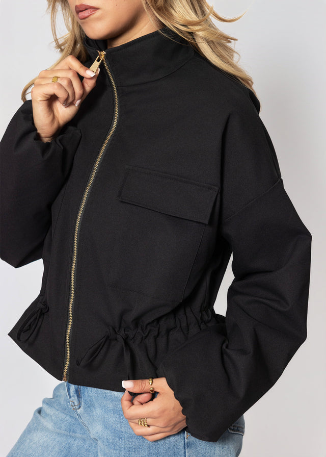 Blousonjacke mit Stehkragen - schwarz