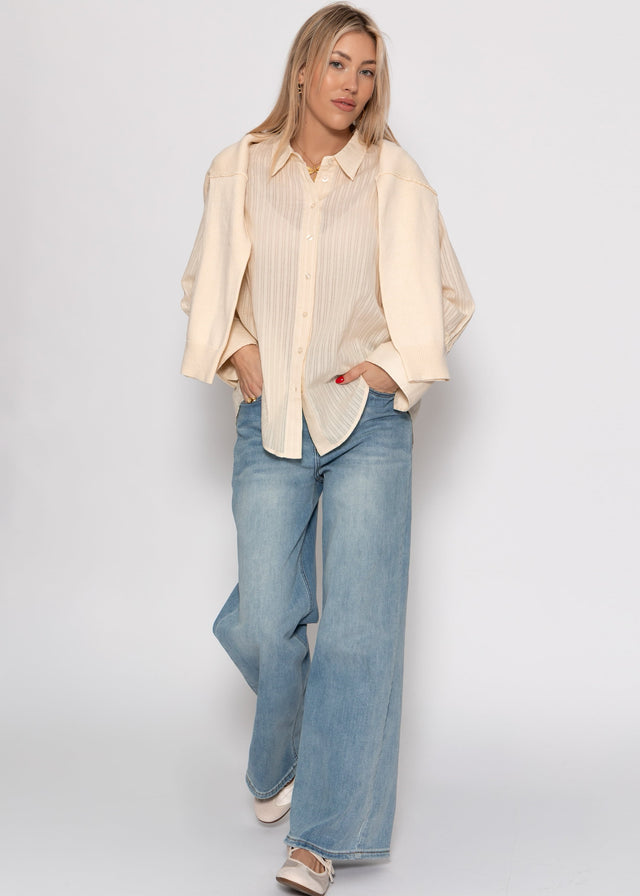 Bluse mit Ärmeldetails - buttergelb