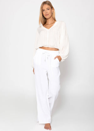 Bluse mit Glitzerstreifen - offwhite