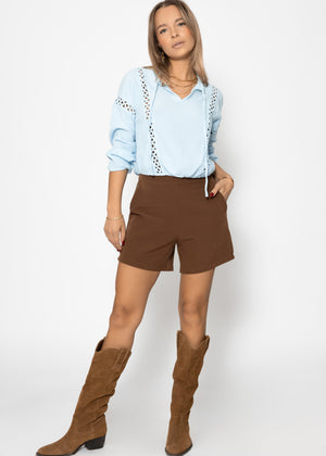 Blouse made of Musselin with lace insert - light blue