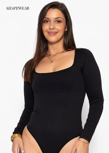 Bodysuit Sculpting Shapewear Langarm mit String - schwarz