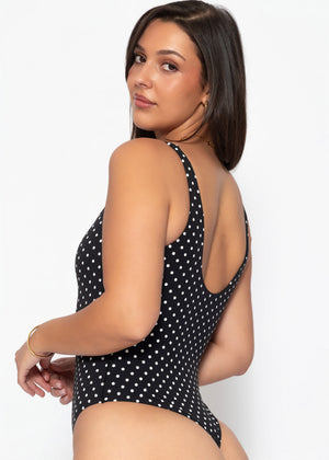 Bodysuit Soft Shapewear mit String und Punkte-Print - schwarz