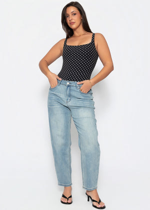 Bodysuit Soft Shapewear mit String und Punkte-Print - schwarz