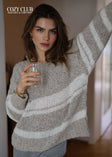 Bouclé Pullover mit Streifenmuster - greige