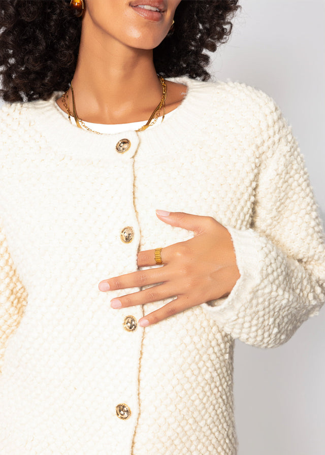 Bouclé Strickjacke - offwhite