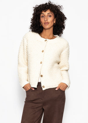 Bouclé Strickjacke - offwhite