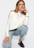 Bouclé Top mit Spitze - offwhite