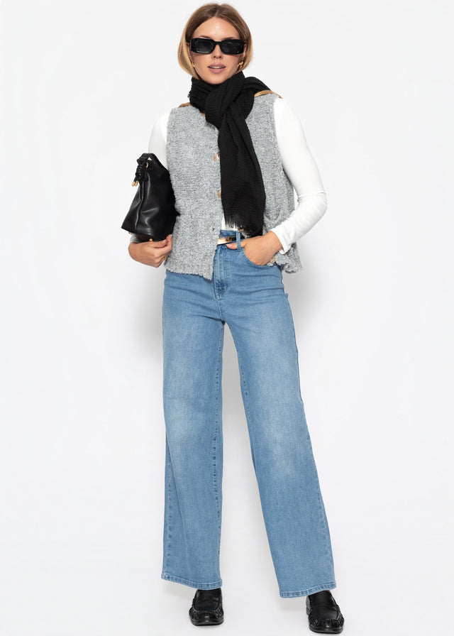 Bouclé-Weste mit Taschen - hellgrau - SASSYCLASSY