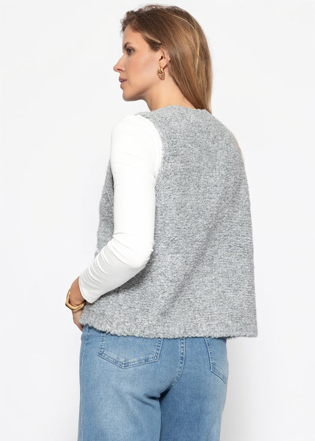 Bouclé-Weste mit Taschen - hellgrau - SASSYCLASSY