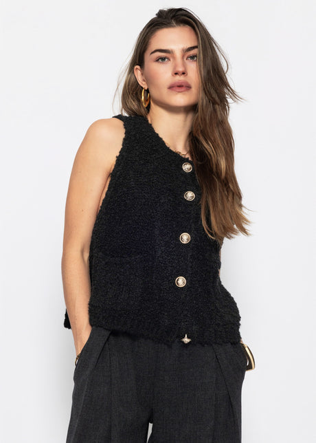 Bouclé waistcoat with pockets - black by SASSYCLASSY