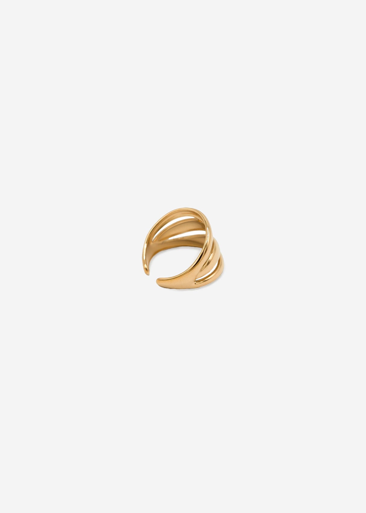 Breiter Ring mit weißem Schmuckstein - gold
