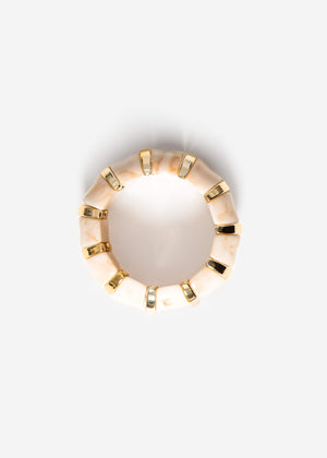 Breites Armband mit goldfarbenen Elementen - beige