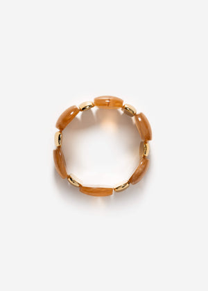 Wide bracelet with gold-colored elements - brown