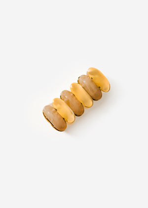 Wide bracelet with gold-colored elements - light brown