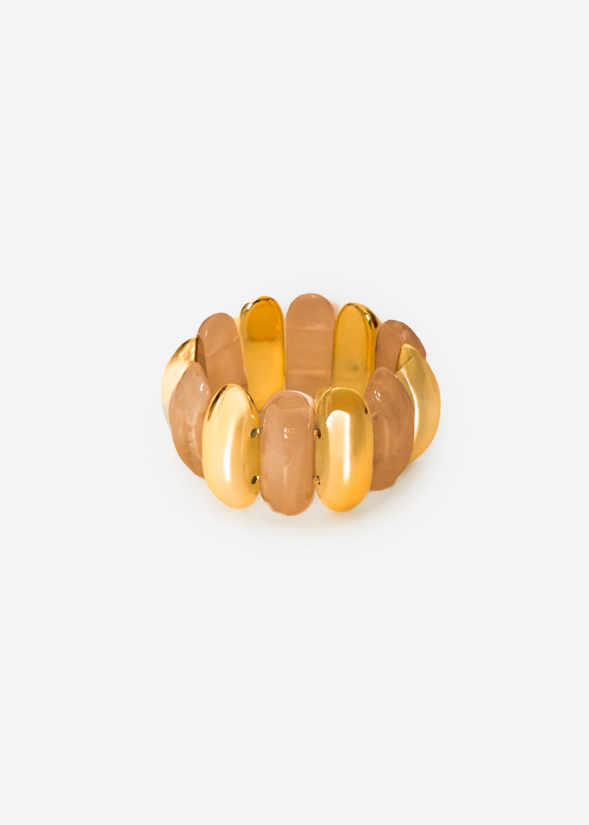 Wide bracelet with gold-colored elements - light brown