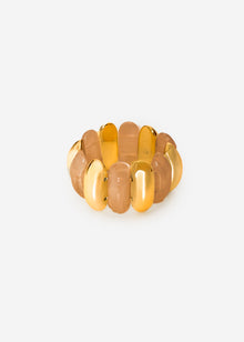 Wide bracelet with gold-colored elements - light brown