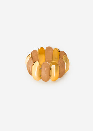 Wide bracelet with gold-colored elements - light brown