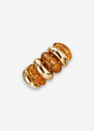 Breites Armband mit goldfarbenen Elementen - hellbraun