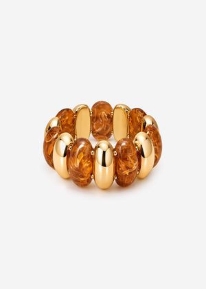 Breites Armband mit goldfarbenen Elementen - hellbraun