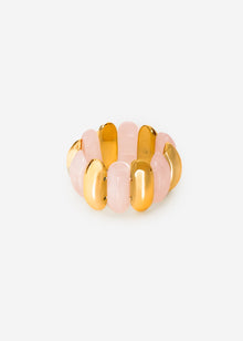 Wide bracelet with gold-colored elements - pink